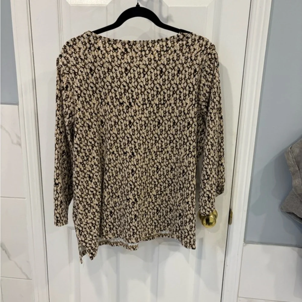 Rafaella | Black & Neutral Colours V-Neck Long Sleeve Top Size 2X Cotton - Picture 6 of 10